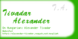 tivadar alexander business card